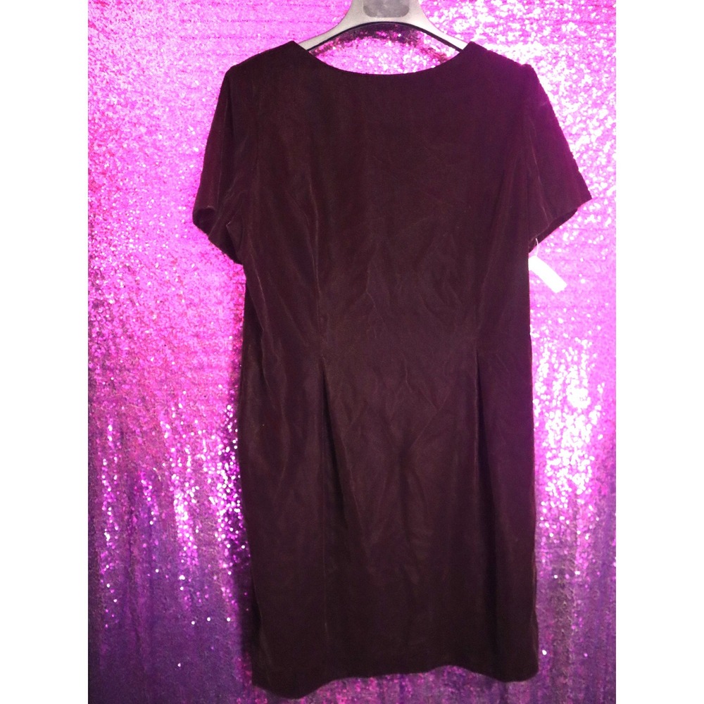 Red Velvet Dress 14 Talbots Holiday Wine Burgundy Pencil Soft Goth 90s Vintage